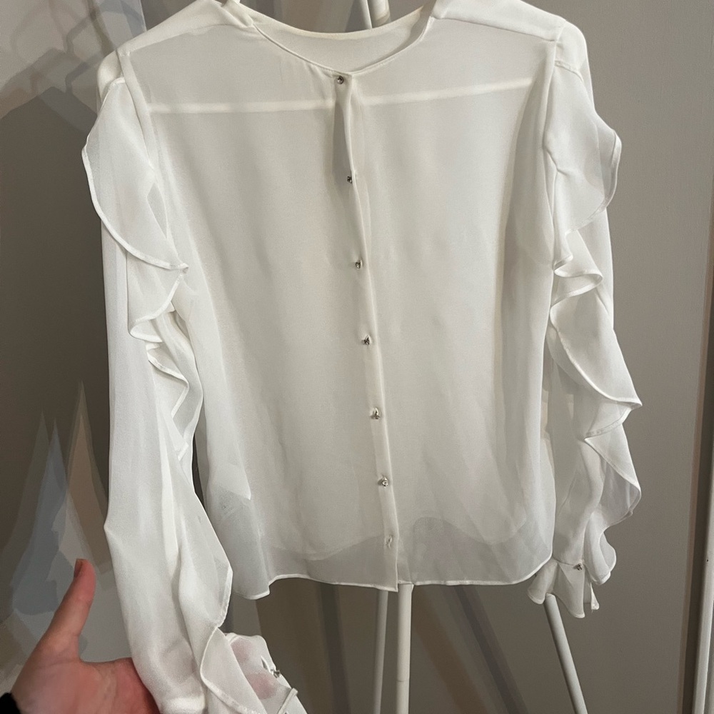 Zara Cream Long Sleeve Blouse - Picture 4 of 7